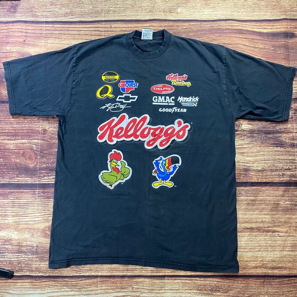 Vtg nascar Kyle Busch Kelloggs Racing T-shirt 4XL Heavy Weight Gray